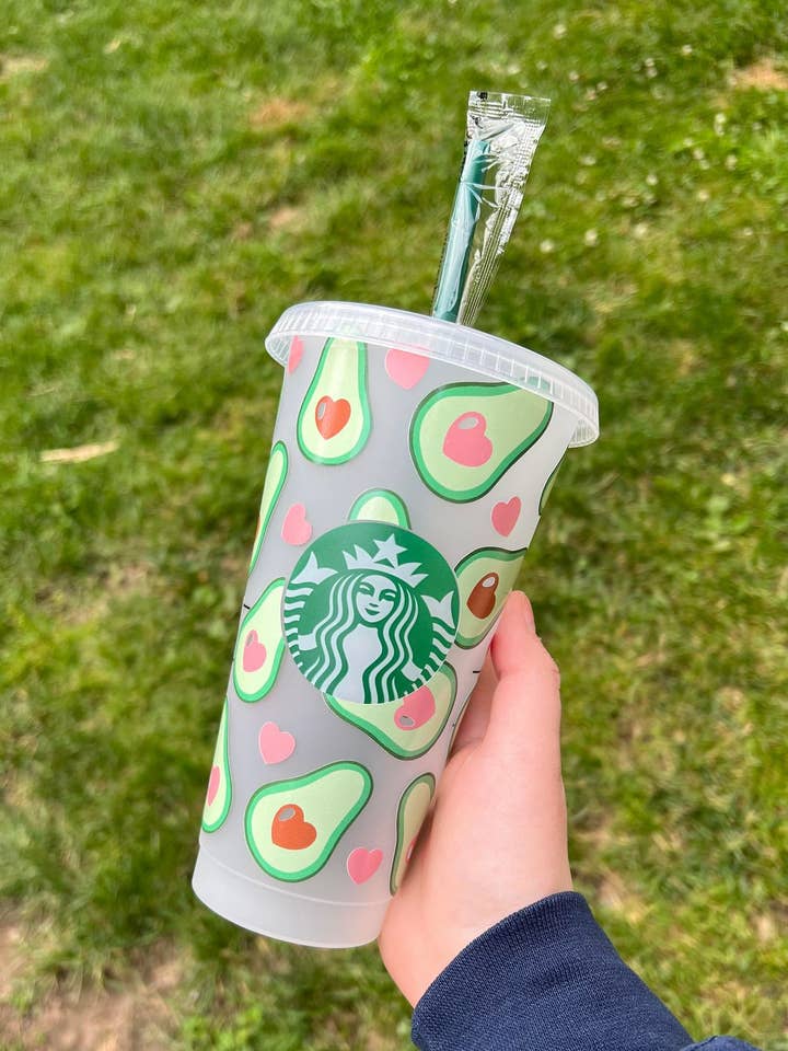Copo de copo frio de abacate com corações por atacado de The Crazy Craft Girl LLC