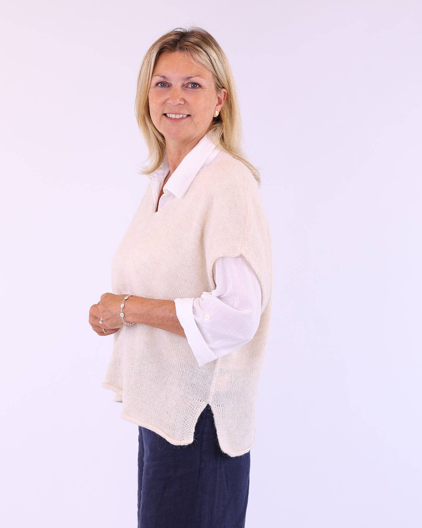 Cadenza Italy Ltd – Großhandel Strickpullover – Damen – Alpaka-Mischung V-Ausschnitt Tunika1