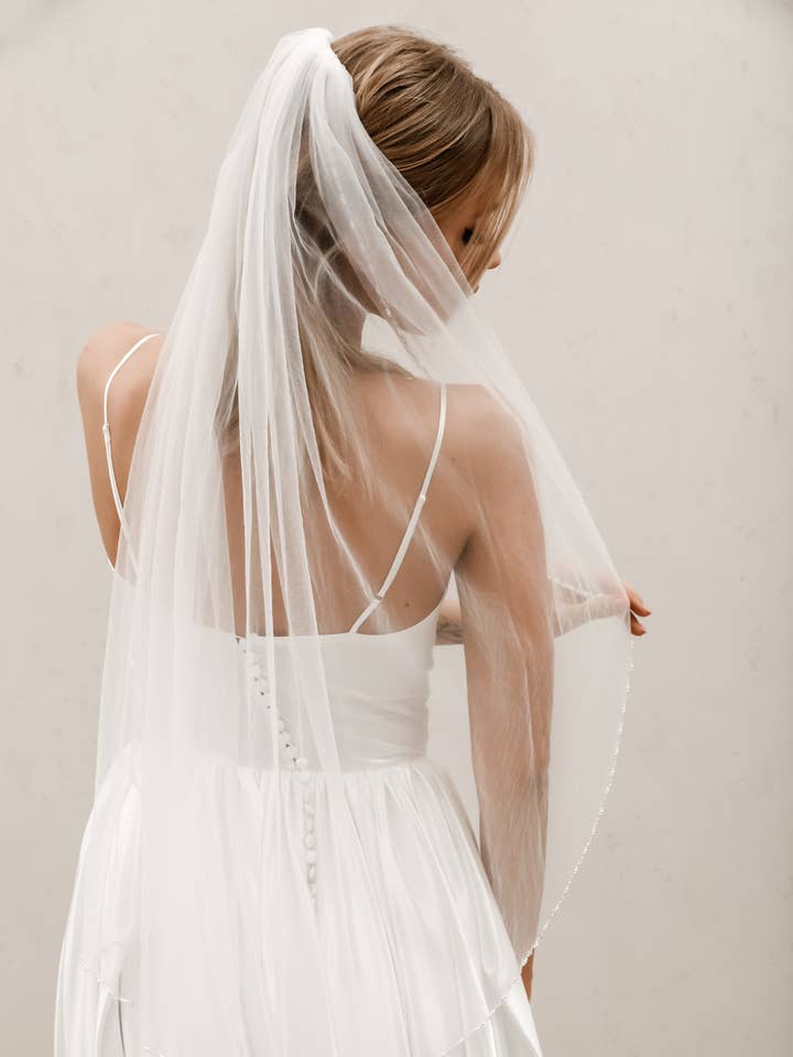 Beaded Edge Veil V011 for wholesale by Heirloom Bridal Company