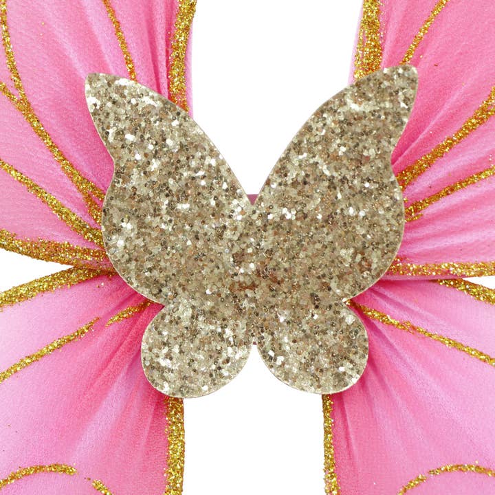 Pink Poppy USA - Wholesale Costume - Kids - Butterfly Ballet Pink & Gold Sparkle Wire Wings | Pack of 22
