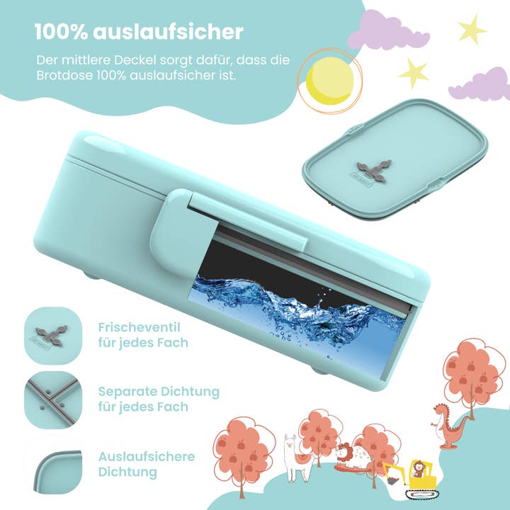 BEARFOOT - Wholesale Lunch Bag/Box - Kids - Lunch box children's compartments, lightweight & leak-proof turtle