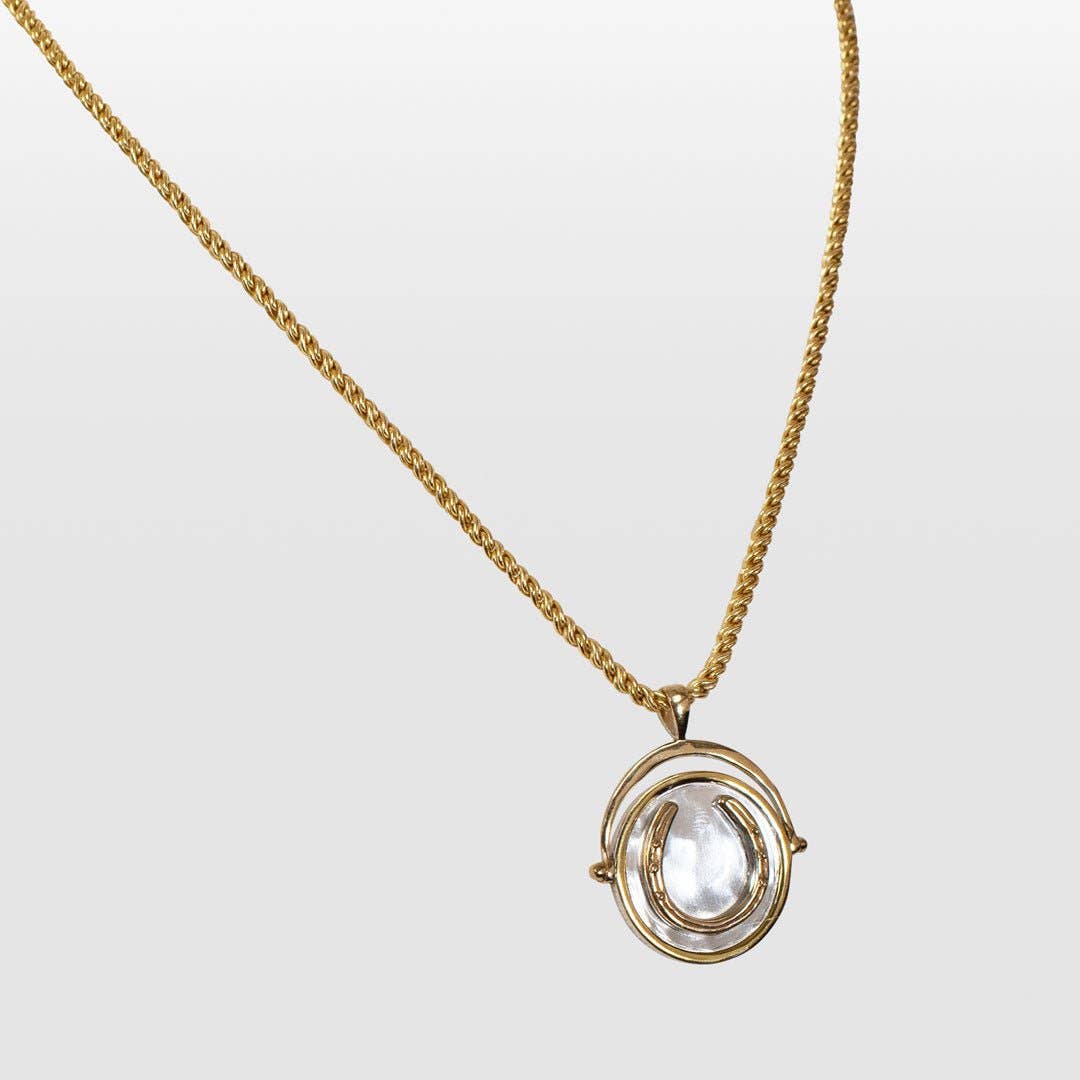 URBAN-EQUESTRIAN - Wholesale Pendant/Charm Necklace - Cody - Two Tone Crown Coin Horseshoe Necklace7