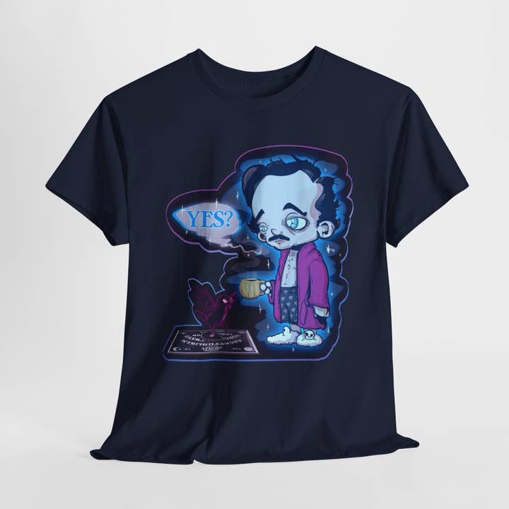 T-shirt unisexe en coton épais Edgar Allan Ghost pour la vente par LVB Art