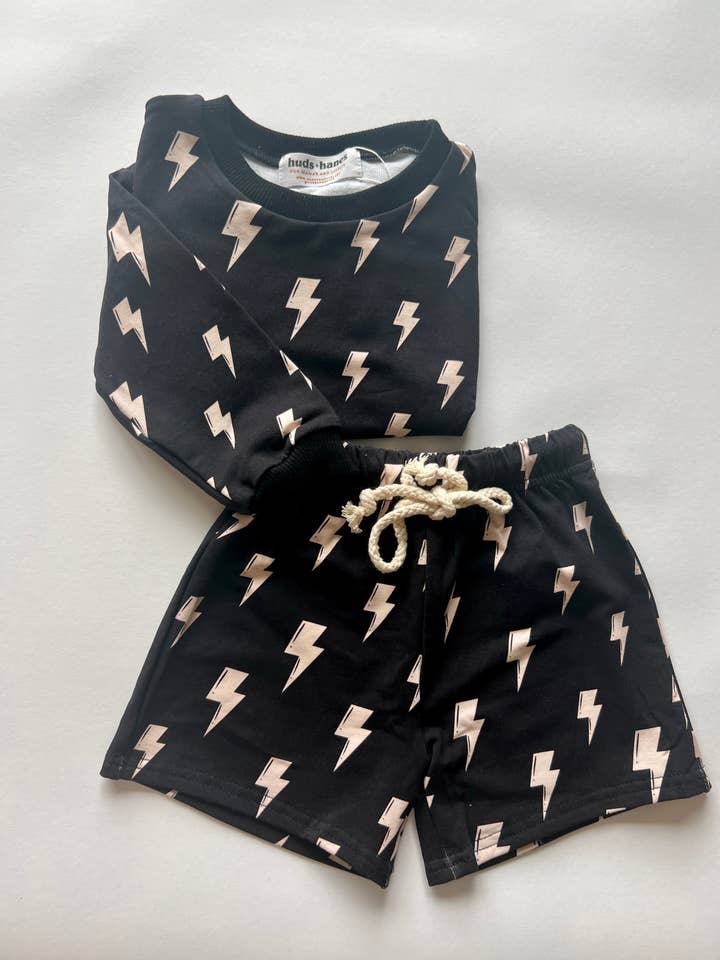 Lightning Bolt | Crewneck Sweatshirt Short Set for wholesale by Huds + Hanes