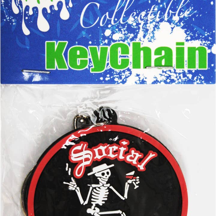 Square Deal Recordings & Supplies - Wholesale Keychain - Unisex - Rubber Keychain - Social Distortion - Dancing Skeleton