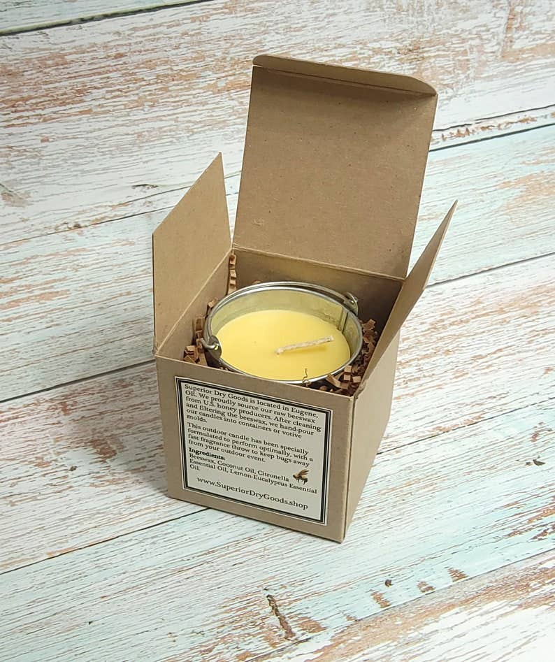 Superior Dry Goods - Wholesale Outdoor Candle - Citronella Mosquito Bucket Candle | Beeswax/Lemon Eucalyptus5