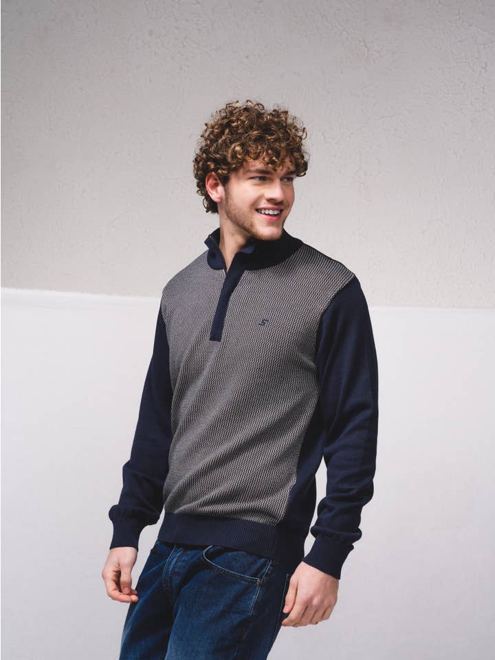 SMF - Wholesale Polo - Men's - 233009 - Bicolor polo with zip