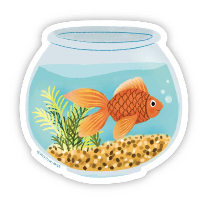 Goldfischschüssel-Aufkleber für den Großhandel von Grey Street Paper