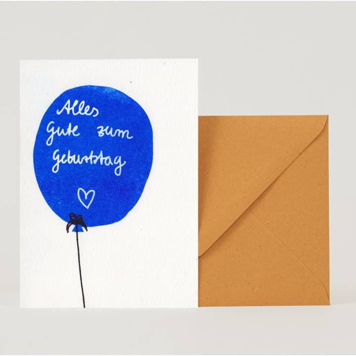 Carte pliante Happy Birthday Blue Balloon pour la vente par superjujupress