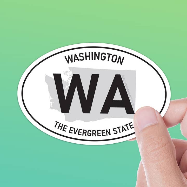 Washington Bumper Sticker - WA White Oval Euro Decals for wholesale by Sentinel Supply