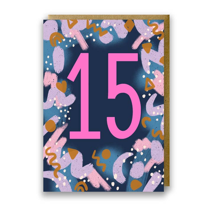 Teen Neon Age 15 Birthday Card for wholesale by Jessie Maeve Studio