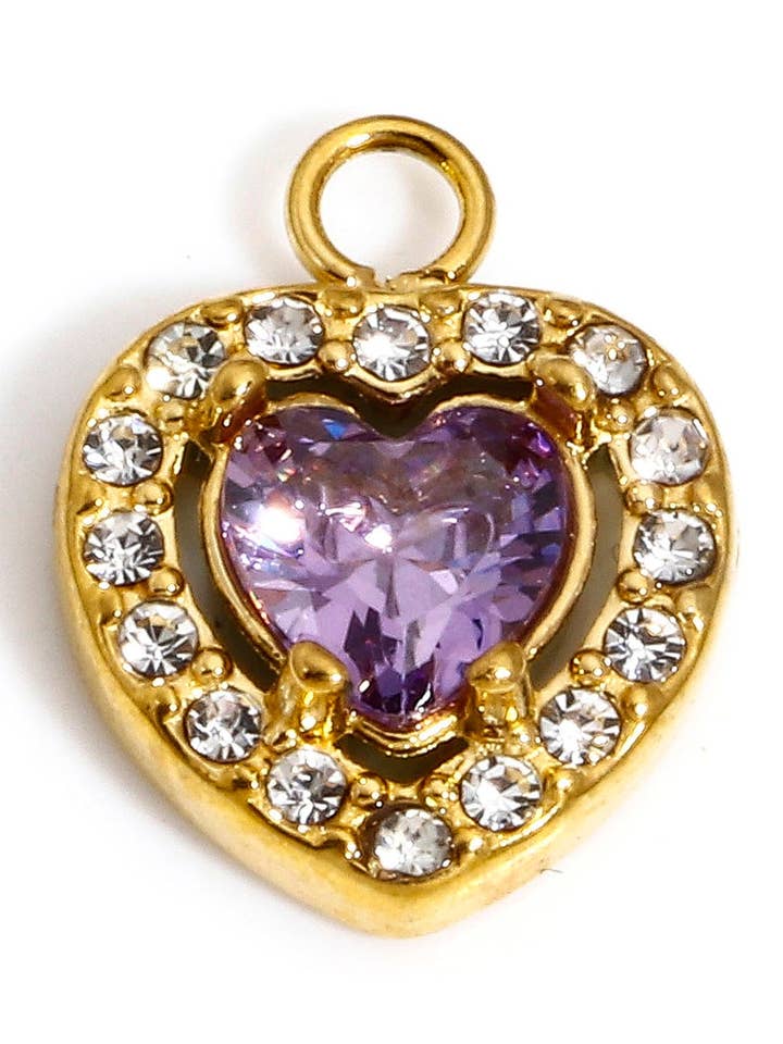 Charms Coeur Strass Violet Blanc pour la vente par SIKA BIJOUX