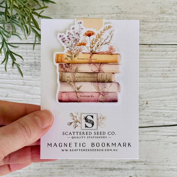 Scattered Seed Co - Wholesale Bookmark - Spring Floral Books Magnetic Bookmark