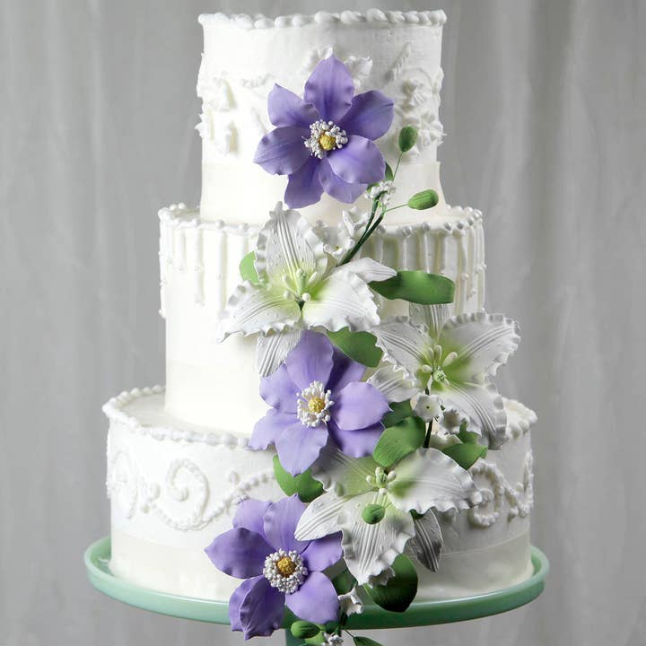 Global Sugar Art - Wholesale Cake/Cupcake Topper - Clematis Gum Paste Sugar Cake Flowers by Global Sugar Art, Purple, 3 Count6