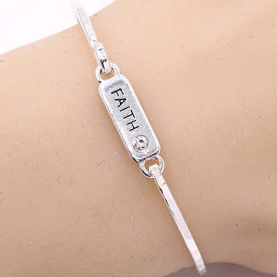 0011 PREMIERE - Wholesale Bangle Bracelet - FR3356 FAITH_Message Crystal Casting Brass Bangle Bracelet