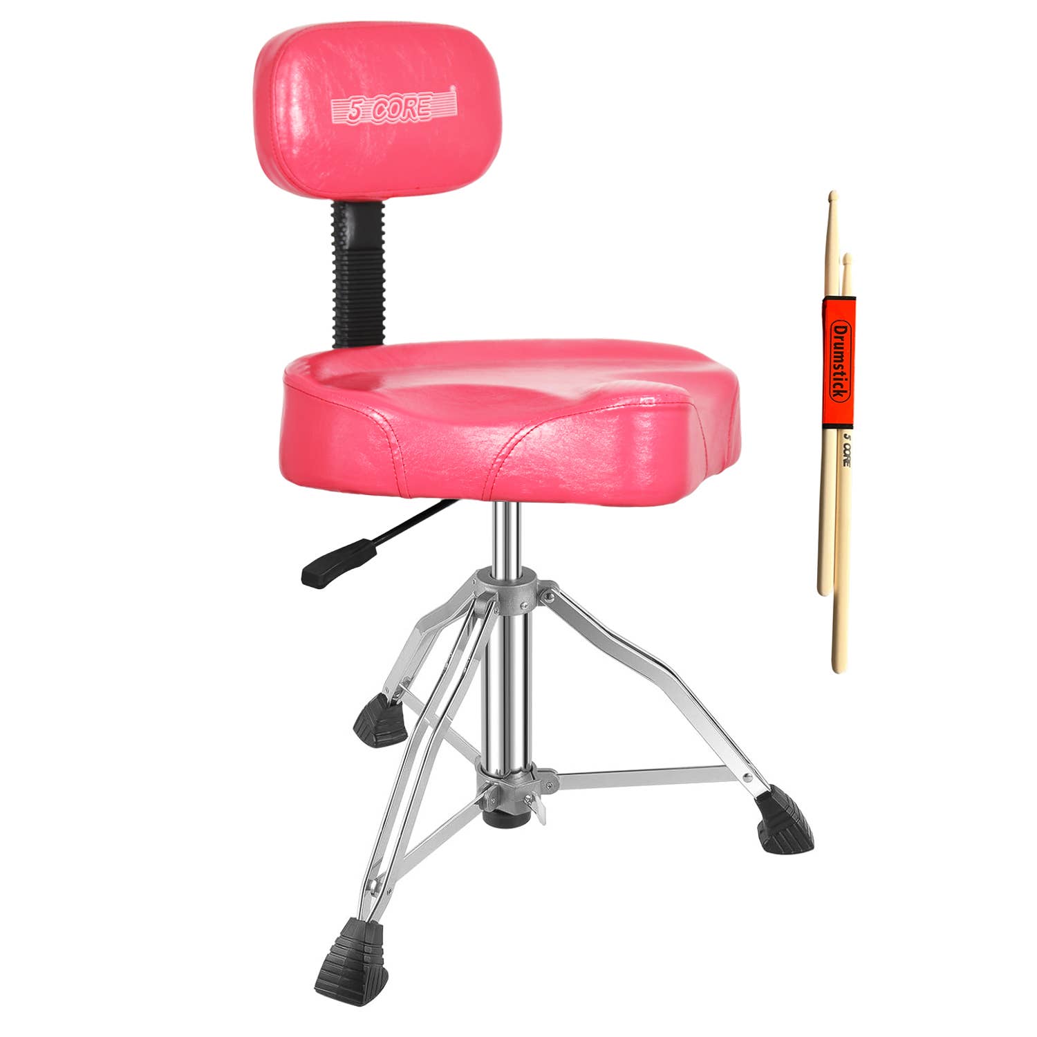 K Cube Inc - Wholesale Musical Instrument - 5 Core Drum Throne Backrest 4" Padded Adjustable 441Lb Stool0