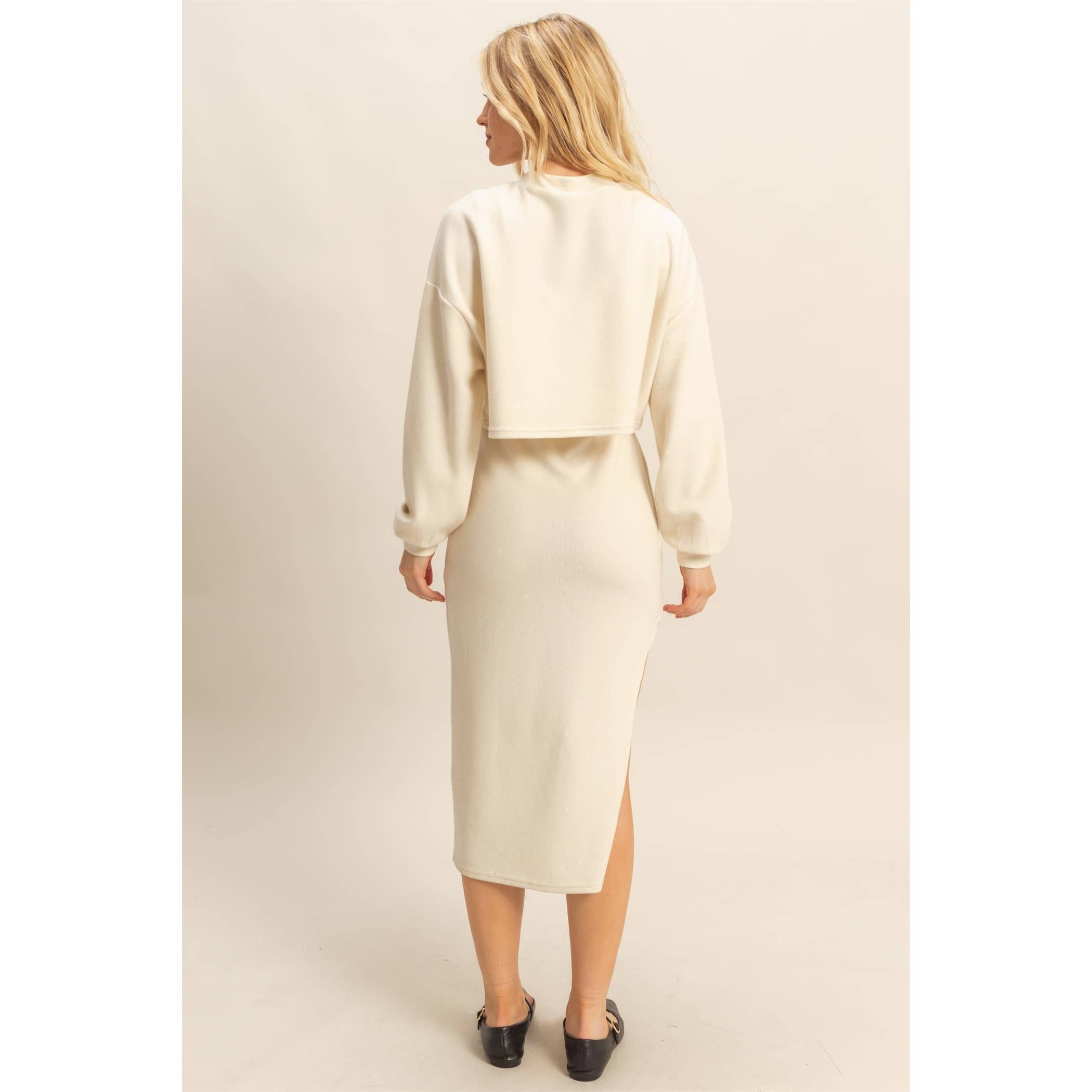 HYFVE - Vente Robe – femme - Ensemble Pull-over Tricoté et Robe Midi4