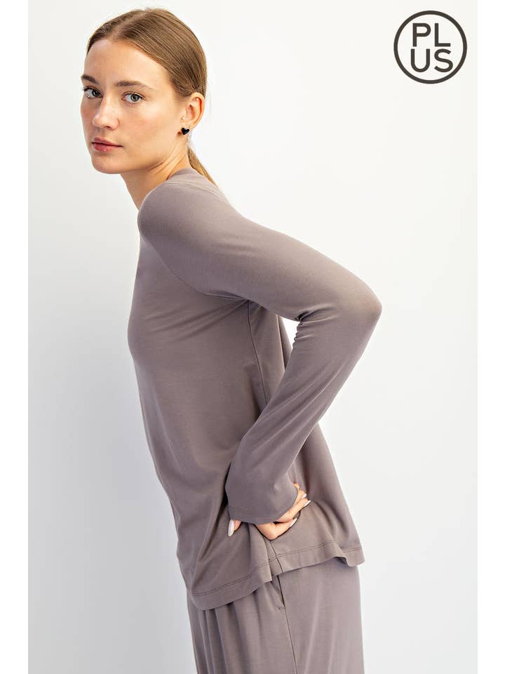 Rae Mode - Wholesale Lounge Top - Women's - PLUS SIZE VISCOSE MODAL LONG SLEEVE TOP9