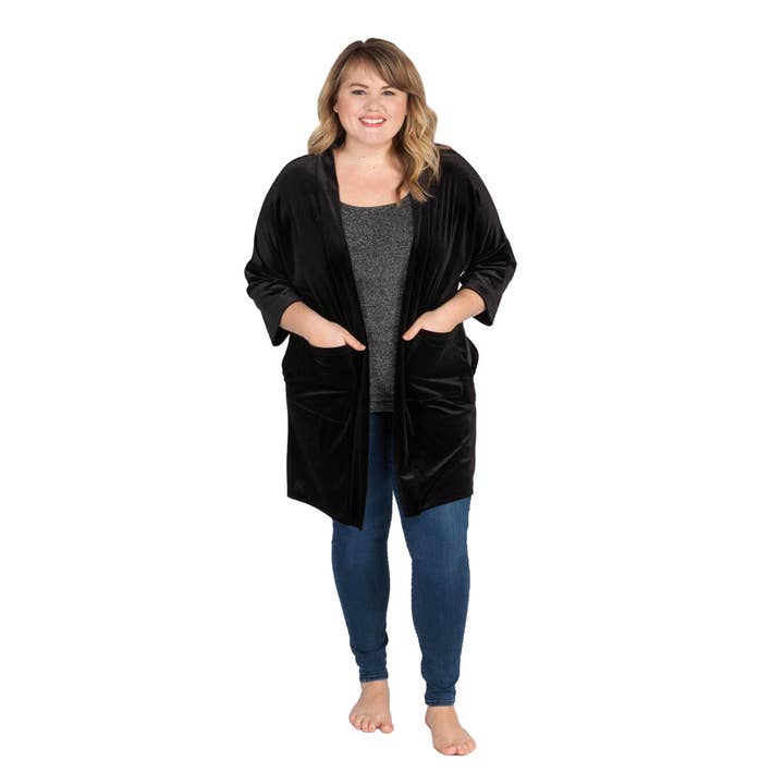 Samtjacke mit 3/4-Ärmeln für den Großhandel von Skinnytees