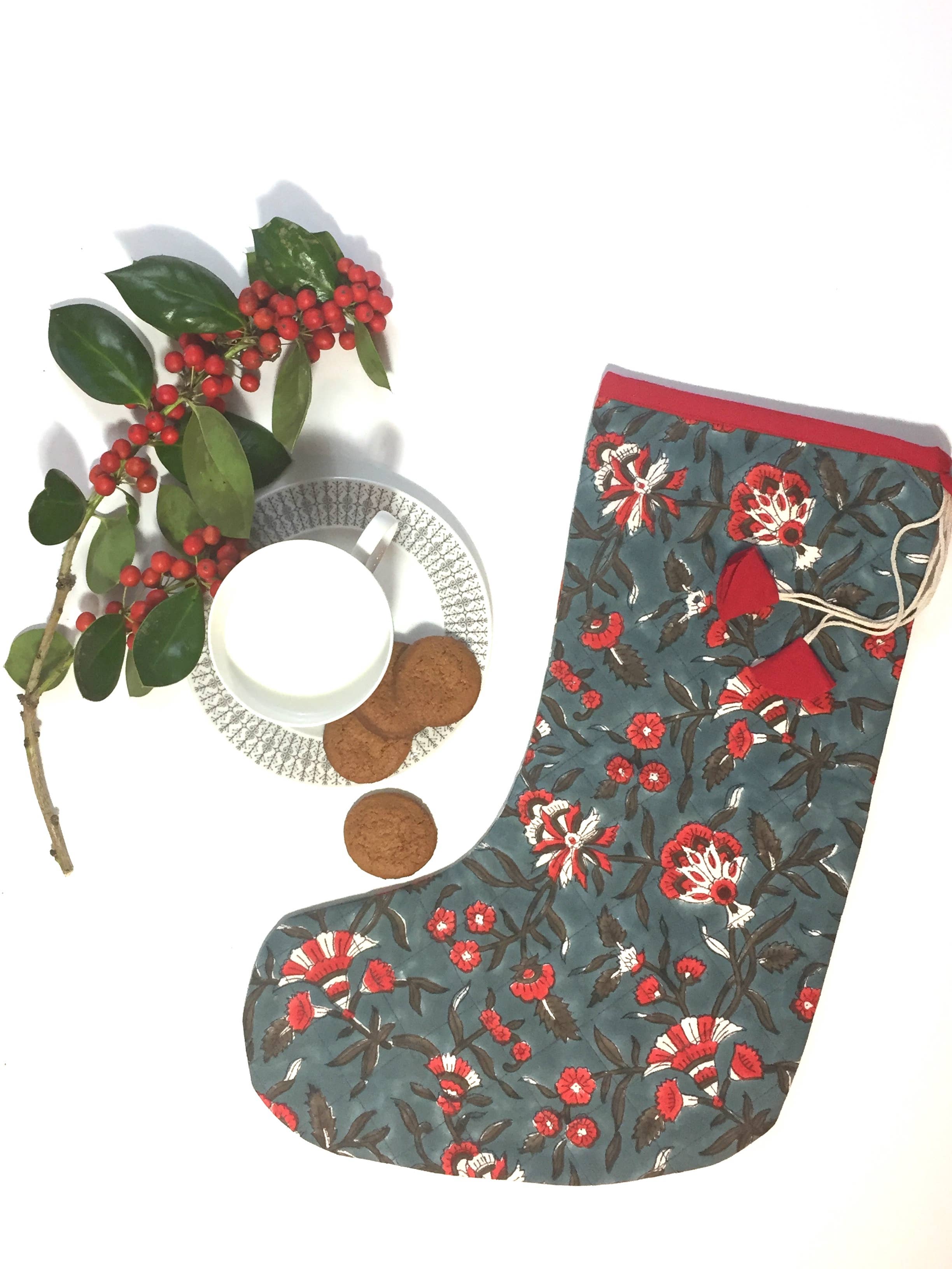 Mehera Shaw - Wholesale Holiday Stocking - Christmas Stockings in Hand Block Printed Cottons5