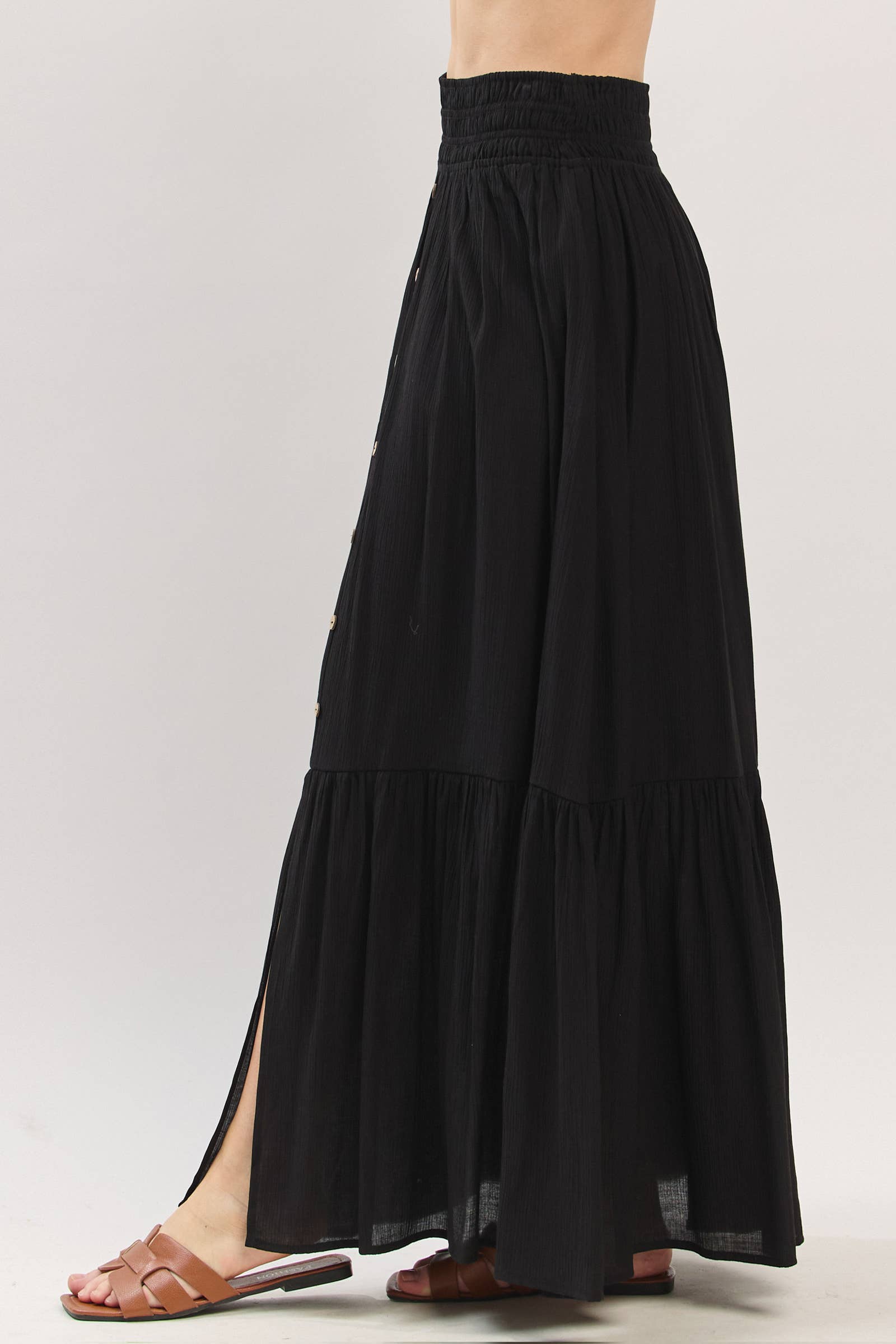 Final Touch - Wholesale Skirt - Women's - Tiered Center Slit Maxi Skirt - VS3399A12