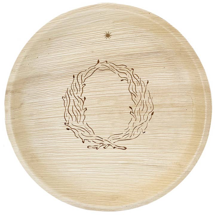 Compostable Palm Leaf Plates - Rustic Wreath, 6-12" for wholesale by maaterra