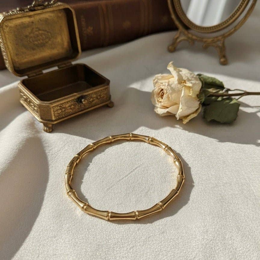 DUESTELLE ITALIA - Wholesale Cuff Bracelet - Bamboo Glow Bangle – Waterproof gold-plated bangle0