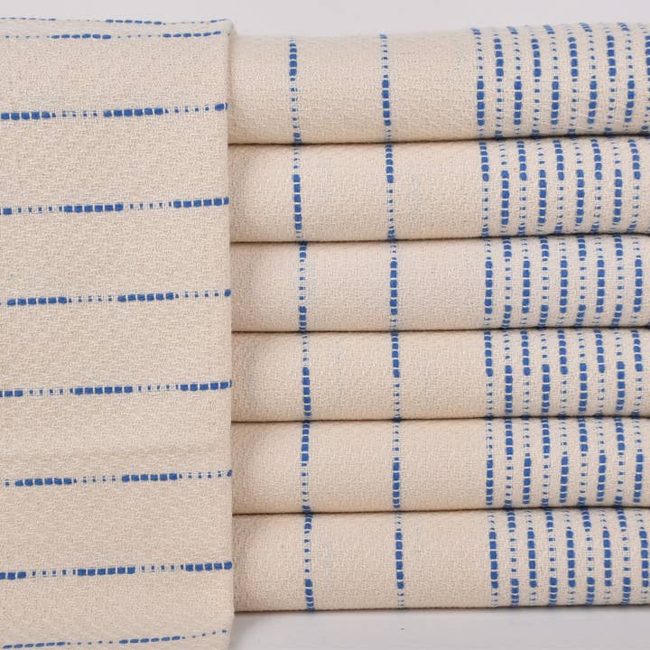 Dish Towel, Striped Hand Towel in Petrol Blue for wholesale by Organic Turkish Towels