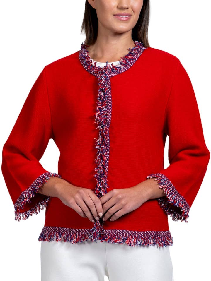 Rita Fringe-jacka ; Röd för wholesale av Biana