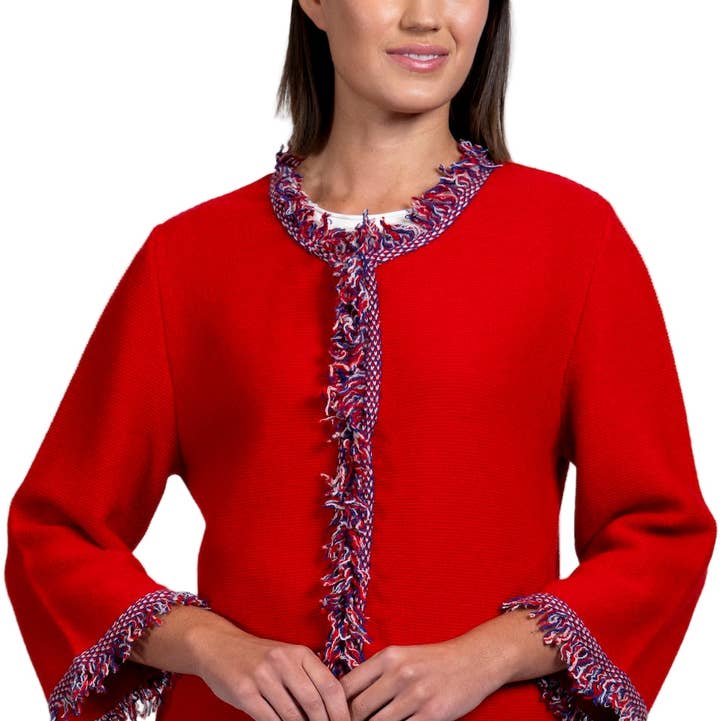 Biana - Wholesale Jacket - Women's - Rita Fringe Jacket ; Red0