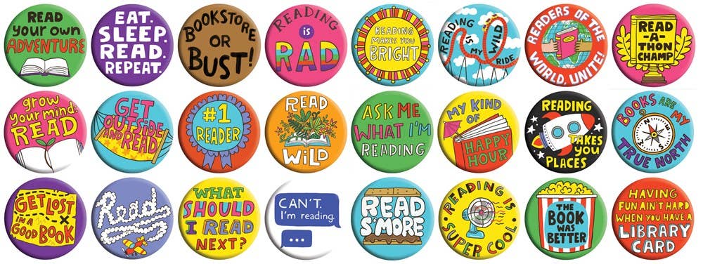 Gibbs Smith - Wholesale Lapel Pin/Button - Read S'more Button Box - counter display2