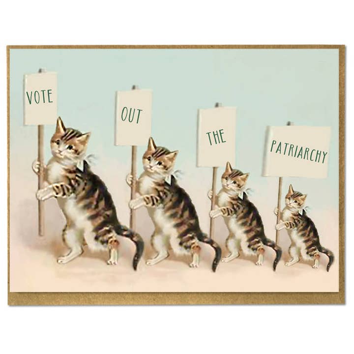 A Zillion Dollars - Venta al por mayor Tarjetas de felicitación - Vote a los gatos patriarcado; tarjeta feminista; feminismo; amante de los gatos; gatos vintage; tarjeta para mamá, hermana, amiga; bonita tarjeta de estilo vintage