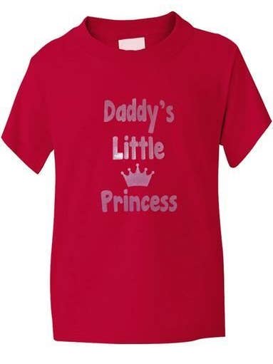 Print4U – Engroshandel T-shirt med serigrafitryk – til børn – Daddy's Little Princess T-shirt Piger I Pink Glitter4