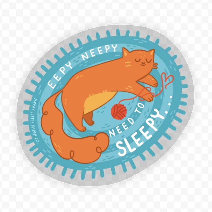 Sleepy Cat Sticker for wholesale by Happy Little Paper Co