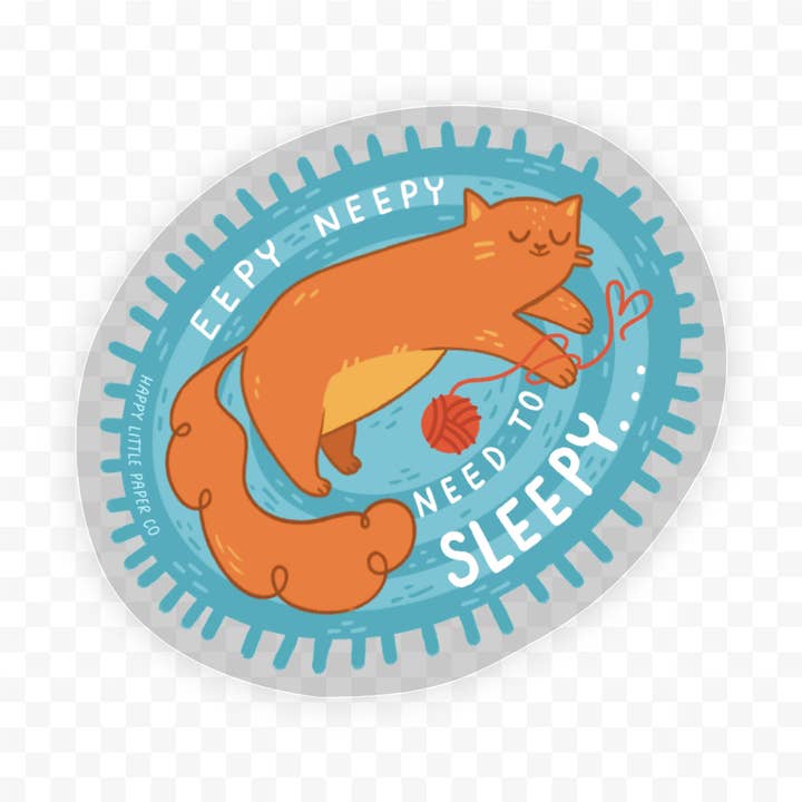 Sleepy Cat Sticker for wholesale by Happy Little Paper Co