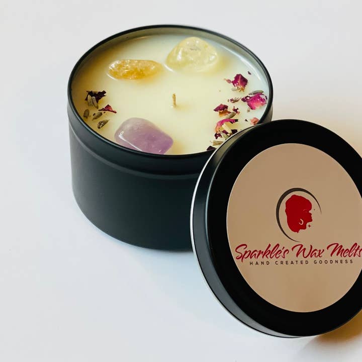 Intention Manifestation Crystal Candle 8oz for wholesale by Sparkle’s Wax Melts