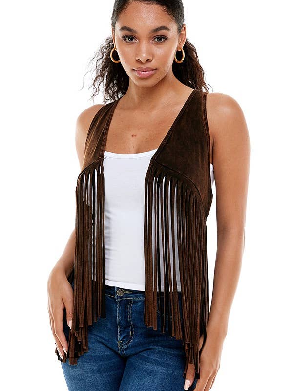 Mineral Wash Mini Racerback Fringe Vest for wholesale by T-Party
