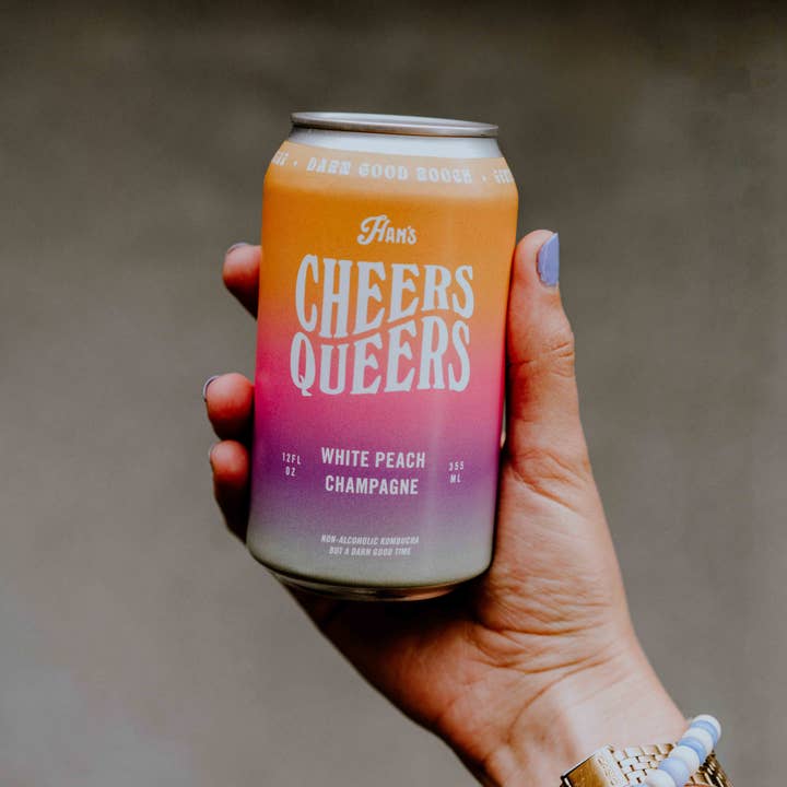 Han's Kombucha by HK Brewing Collective - Wholesale Kombucha - Cheers Queers - White Peach Champagne Kombucha