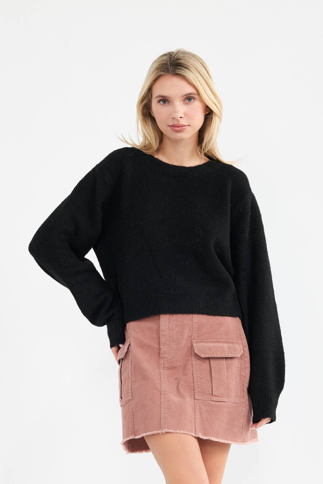 Newbury Kustom - Vente Pull en maille – femme - 11310-Pull en maille douce légèrement raccourci uni0