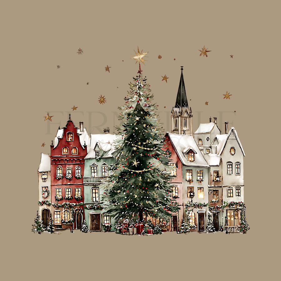 Fernville Creations - Vente Essuie-mains - Serviette de Noël Village, Serviette d'Invité de Fête1