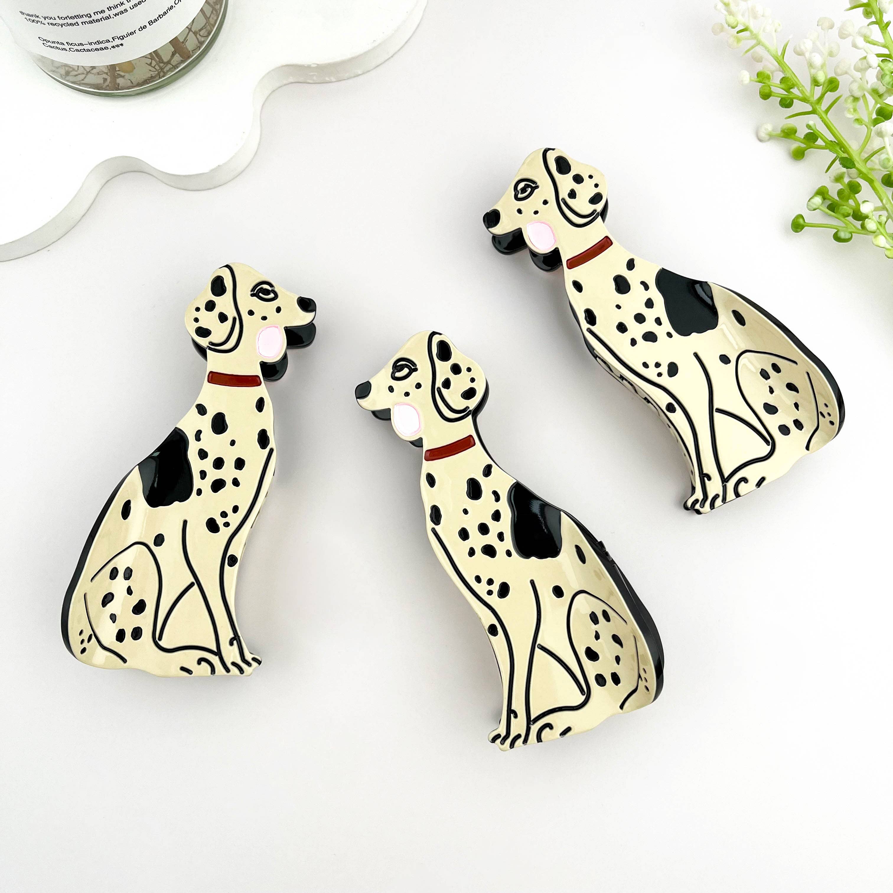 mildstyles – wholesale Hårklämma - Dam – Bedårande Dalmatiner Hårklämma i Acetat & Hundkam Set5