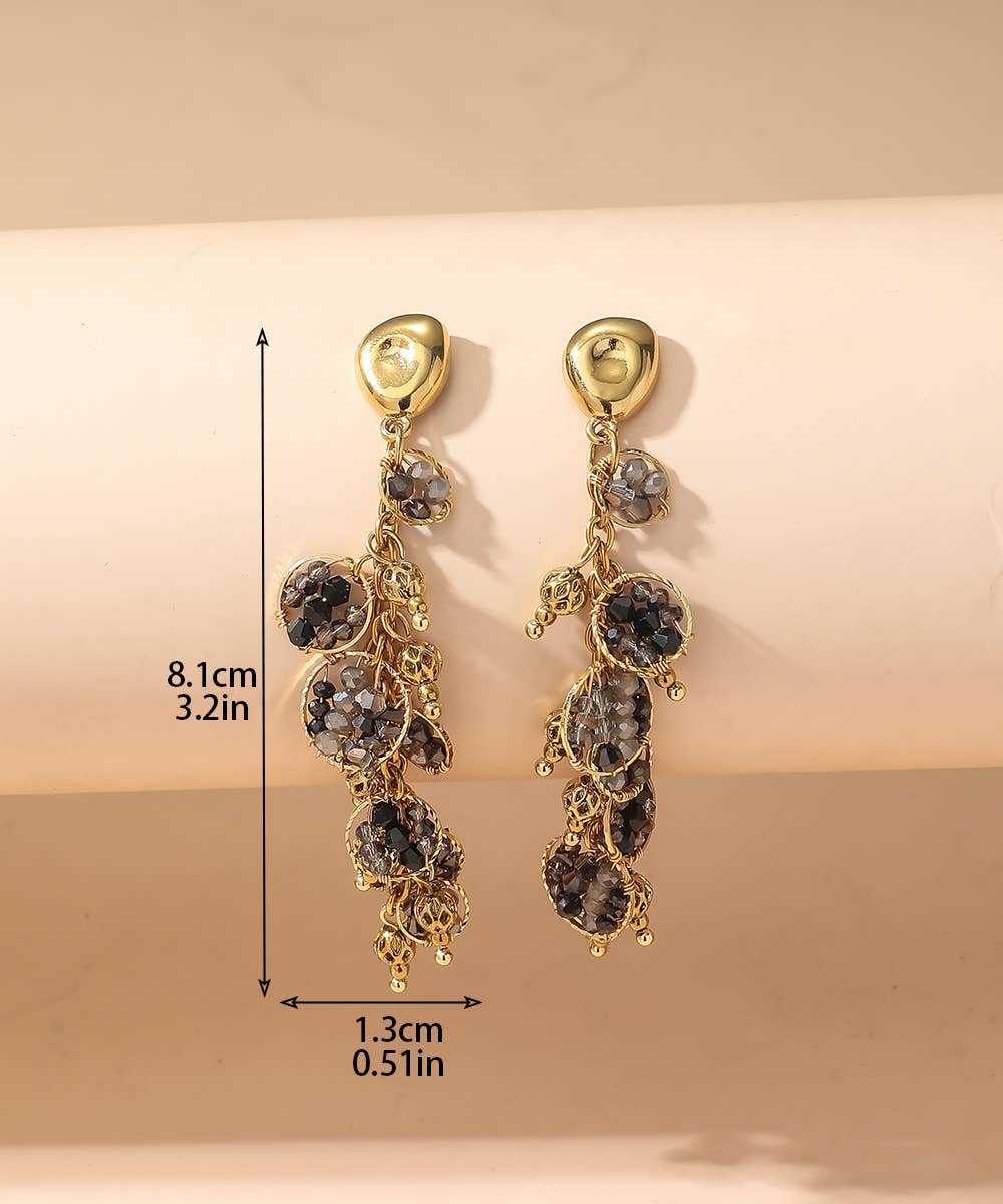 Blossom bijoux - Wholesale Dangle Earrings - BO Nail Stainless Steel Crystal Beads 25BOA0021