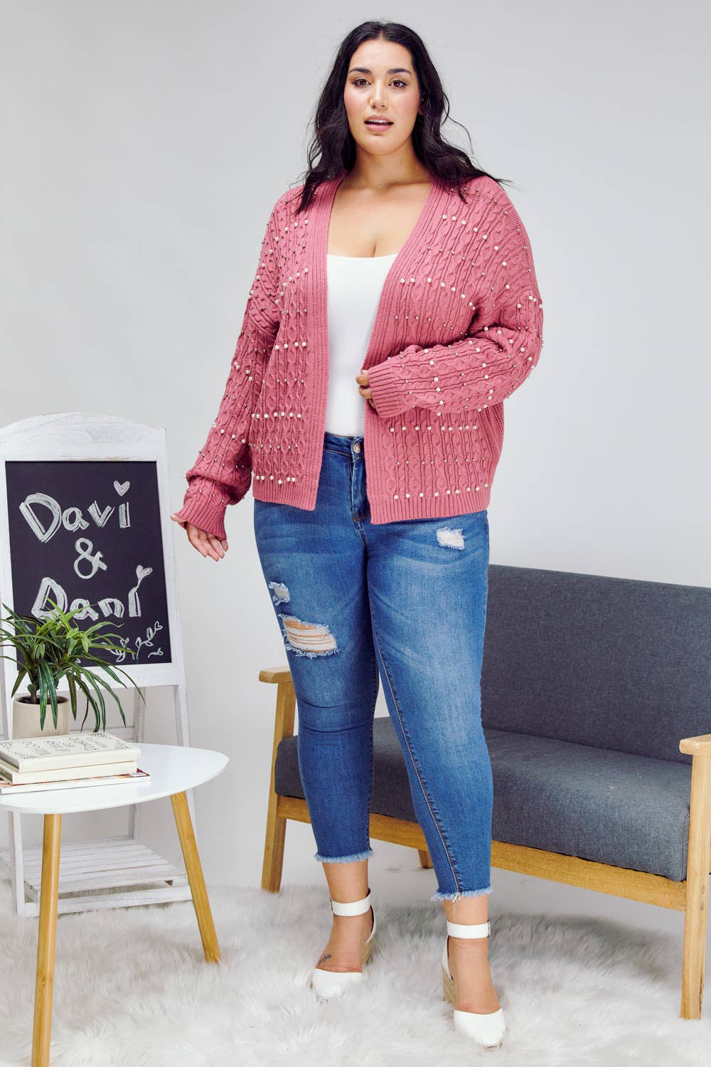 Davi & Dani - Wholesale Cardigan - Women's - PLUS PRINTED LONG SLEEVE CARDIGAN16