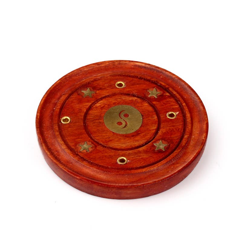Puckator Ltd – wholesale Incense holder – Mango Wood Round Ashcatcher Incence Burner Yin Yang Inlay3