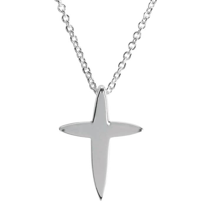 Versilberte Mini-Halskette mit konischem Kreuz für den Großhandel von Dicksons