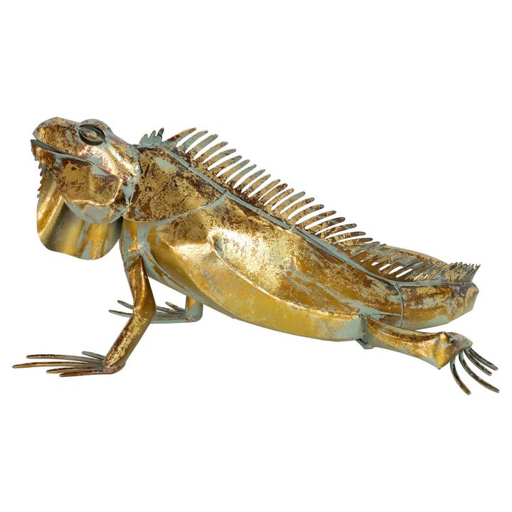 Febland - Wholesale Sculpture - Gold Iron Iguana Sculpture Lifelike Home Decor Ornament3