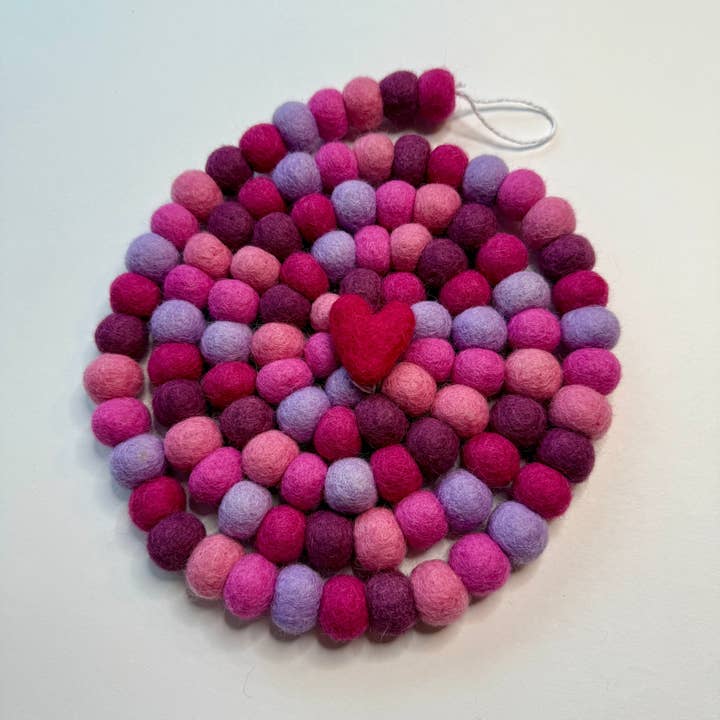 Pink Valentines Day Felt Garland for wholesale by Honey Loom Designs