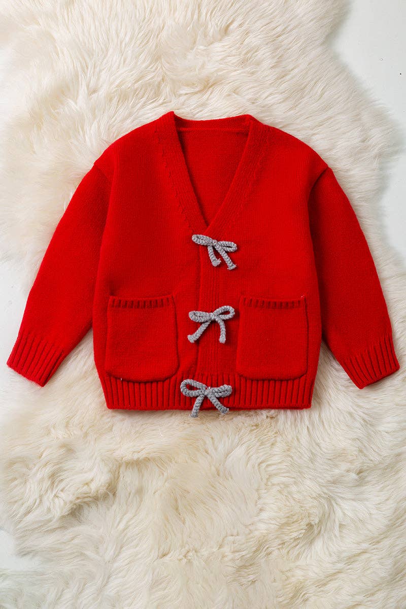 Kids Charm Online - Vente Cardigan – enfant - Cardigan en tricot rouge avec poches avant. TPG60056 AMY3