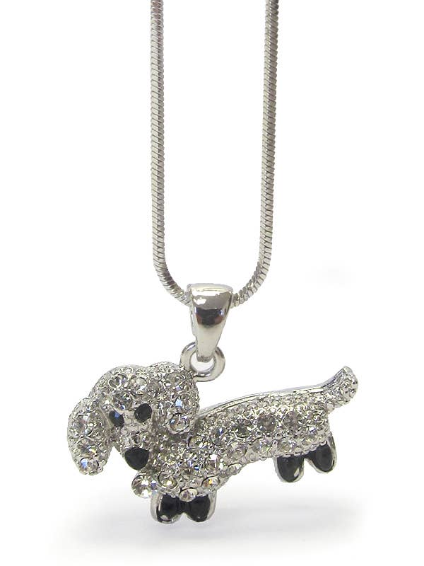 ( L026 ) CRYSTAL DOG PENDANT NECKLACE for wholesale by Jewelry Max
