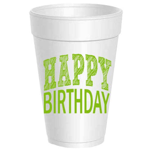Sassy Cups - Wholesale Disposable Cup - Happy Birthday Sketch - 10 pack